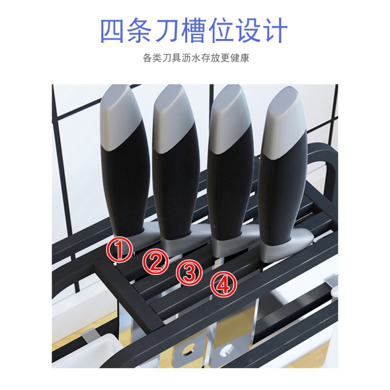 不锈钢刀架砧板架一体厨房用品置物架创意家用菜板刀具筷子收纳架收纳层架 三维工匠高清大图