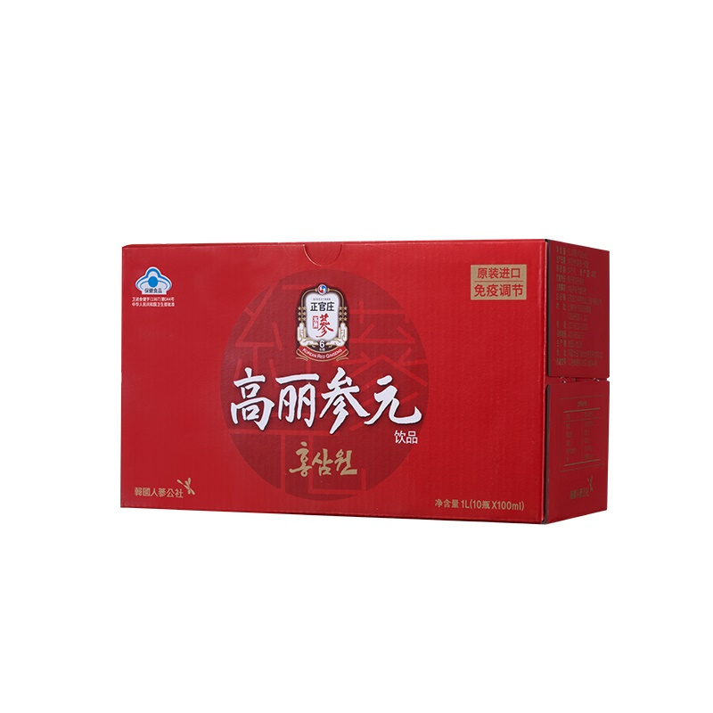 正官庄(Korean Red Ginseng)高丽参元饮料100ml*10瓶 韩国原装进口 六年根人参饮料 韩国人参