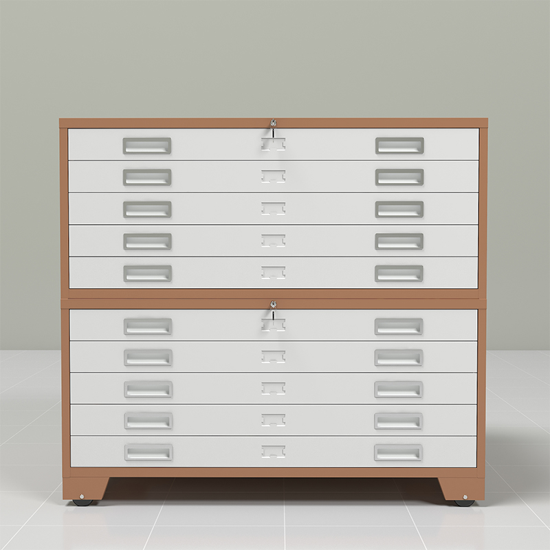 臻远 ZY-DTGA-11 工程图纸柜收纳柜 咖白色0号双节柜高清大图