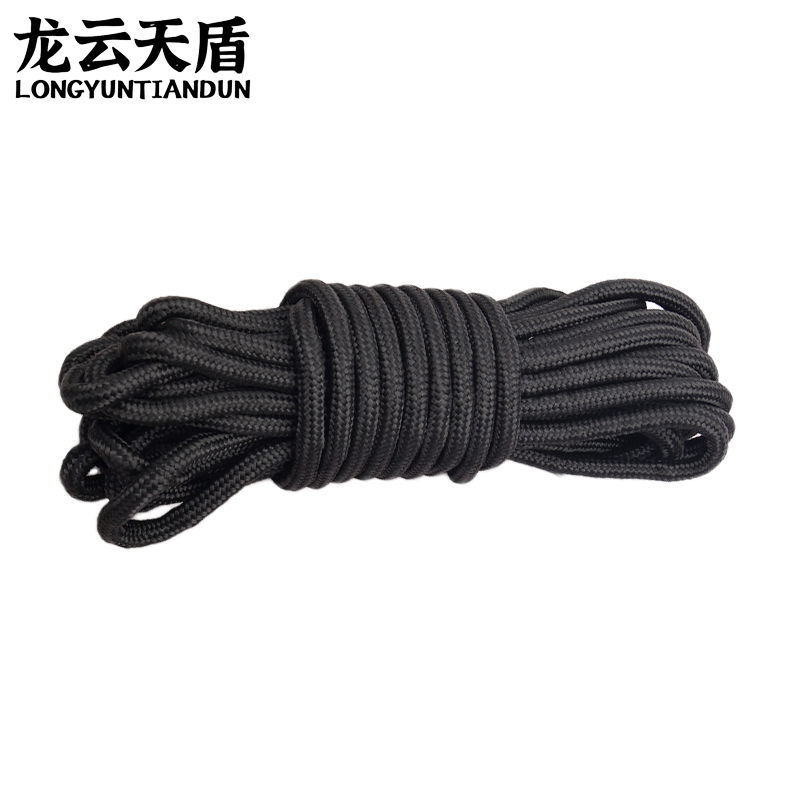 龙云天盾尼龙绳安全绳编织绳货车捆绑绳打捞绳子包芯绳耐磨货车拉货防滑绳黑色6mm*100米高清大图