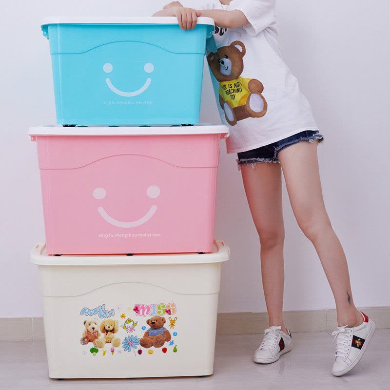 【40L-250L】特大号加厚收纳箱大号衣服玩具储物箱收纳盒 蓝色 单个40L图片