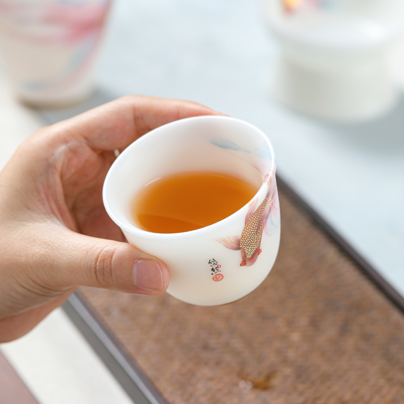 MULTIPOTENT整套茶具 陶瓷功夫茶具冰凝玉(悠然自得)11头盖碗礼盒套组高清大图