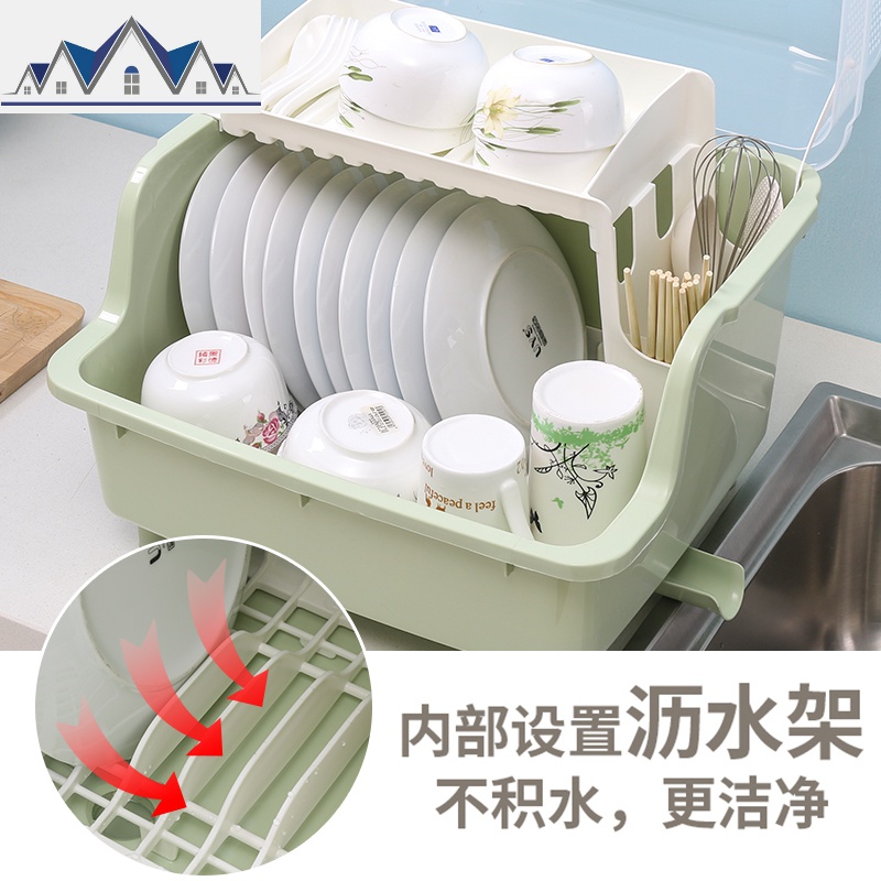 碗柜晾碗架沥水架家用大全放碗碟架带盖碗筷收纳盒厨房用品置物架 三维工匠高清大图