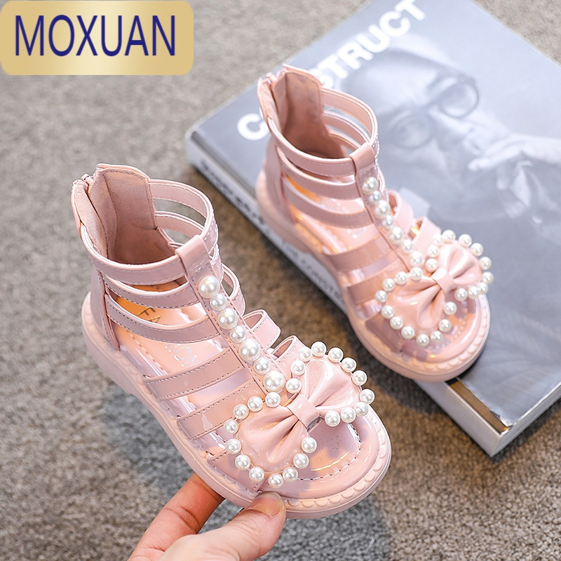 MOXUAN女童凉鞋2022夏季新款罗马鞋软底公主鞋高帮儿童鞋子中大童沙滩鞋