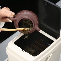 常生源 茶渣桶 功夫茶具配件塑料方形按键弹盖带过滤网排水垃圾桶废水桶 米色茗余茶桶