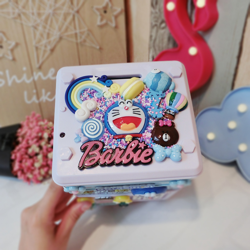 儿童智能指纹密码箱女童储蓄罐创意可爱生日存钱箱 三维工匠 叮当电池豪华版高清大图