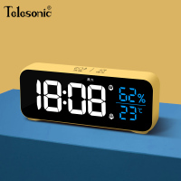 天王星(Telesonic)电子闹钟学生夜光床头钟LED镜面智能音乐闹表卧室创意台钟数字时钟多功能摆件