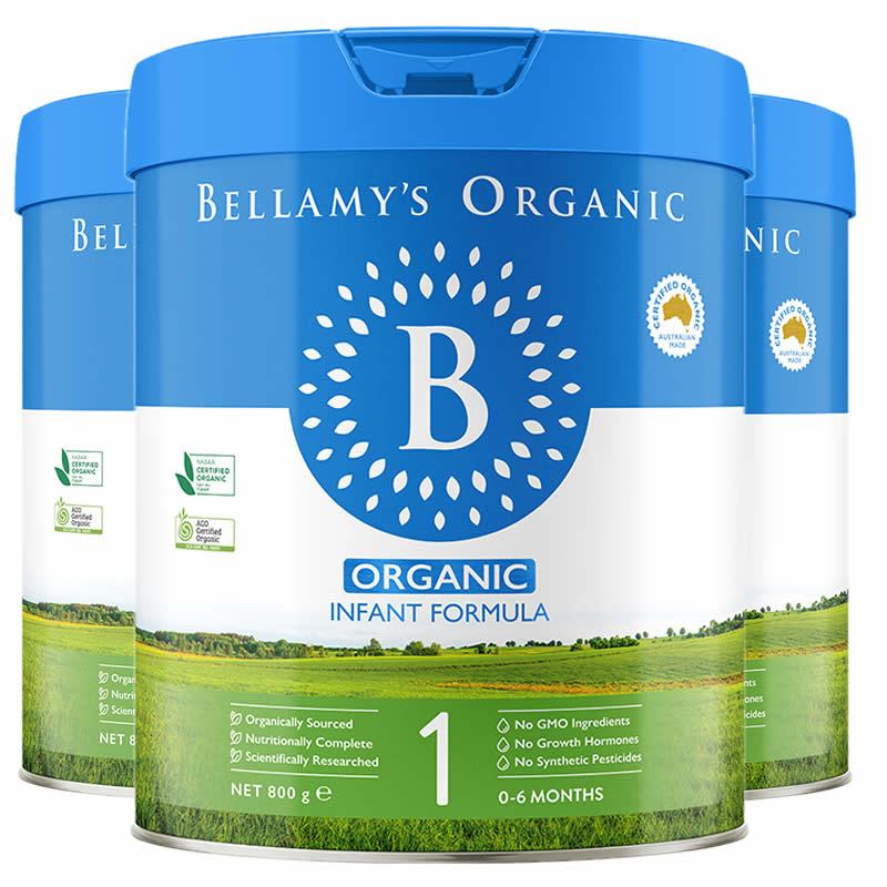 3罐装-海外直邮-原装进口澳洲贝拉米Bellamys 婴幼儿牛奶奶粉1段(0-6个月)800g