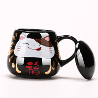 元景 感温变色陶瓷杯 黑色吉祥款