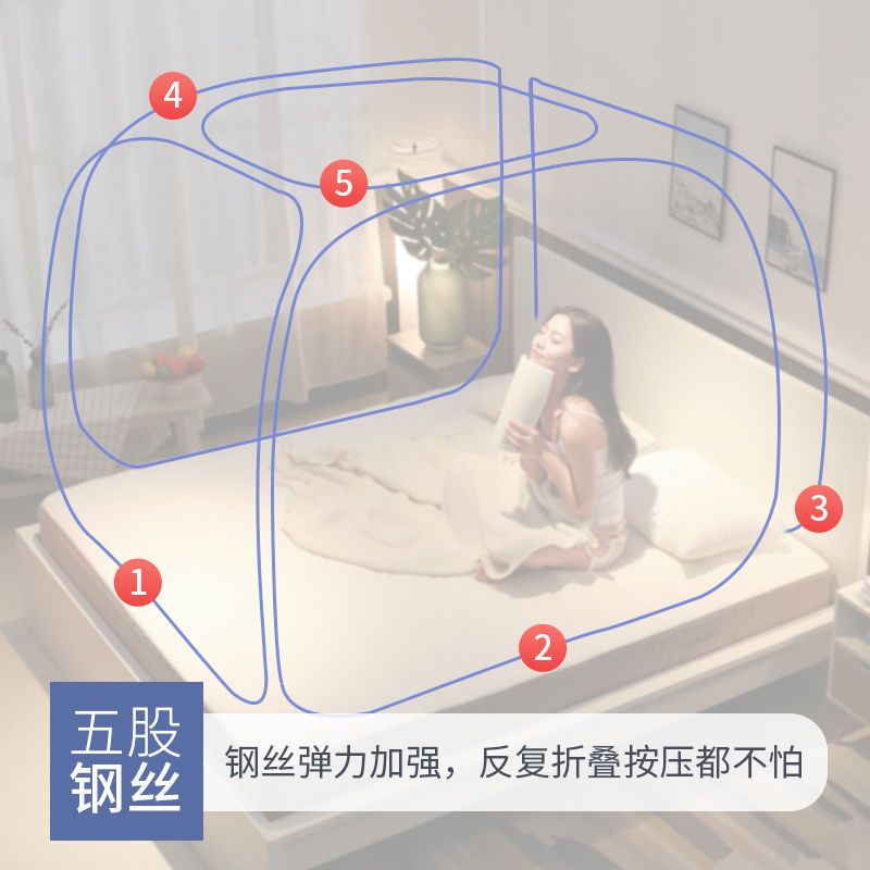 免安装蒙古包家用可折叠蚊帐1.5床上1.8m2米2020新款防摔夏季儿童