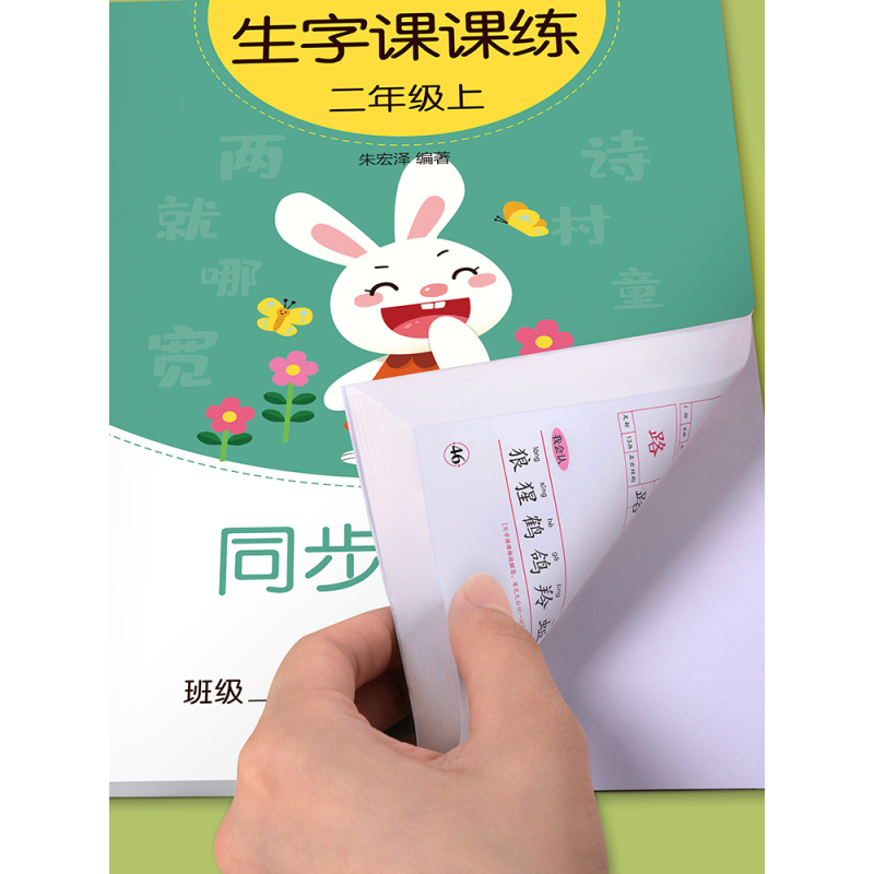 二年级上册(1本46页) [正版]二年级三上册下册同步字帖人教版一年级练字正楷小学生临摹练字帖贴每日一练初学者神器语文汉