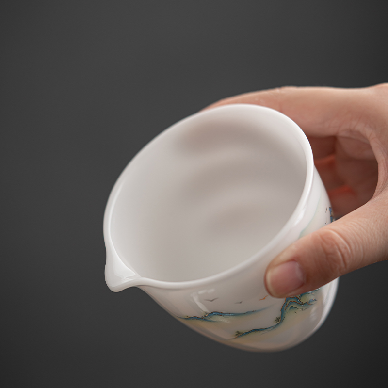 佳德美冰种玉瓷千里江山公道杯分茶器茶具配件