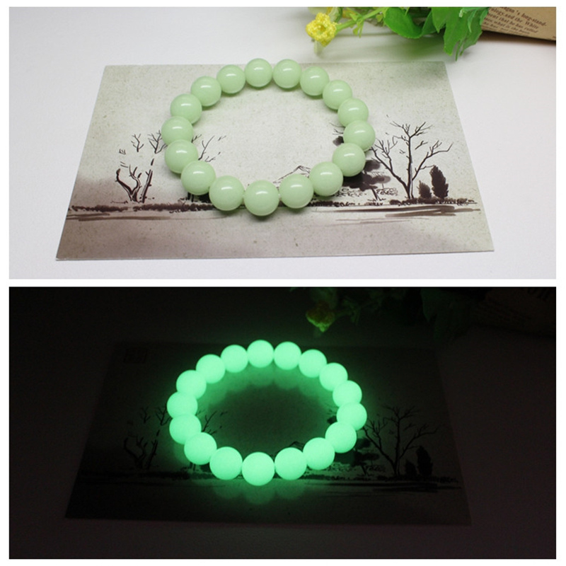 夜光石手链夜明珠手串12毫米绿光款夜光珠手环男女款情侣款饰品手围可