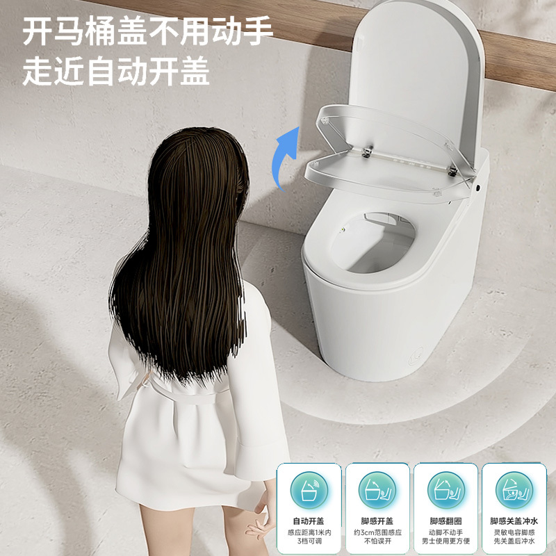 瑞尔特(R&T)智能马桶UVC水路杀菌泡沫盾自动翻盖调温除臭智能坐便器X70-400坑距