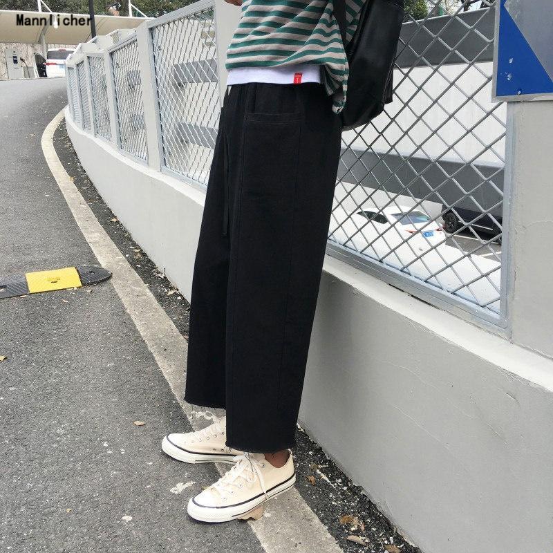 阔腿裤男潮ins直筒裤子九分裤坠感风韩版潮流男士休闲9分时尚韩男预售定制款韩版潮牌