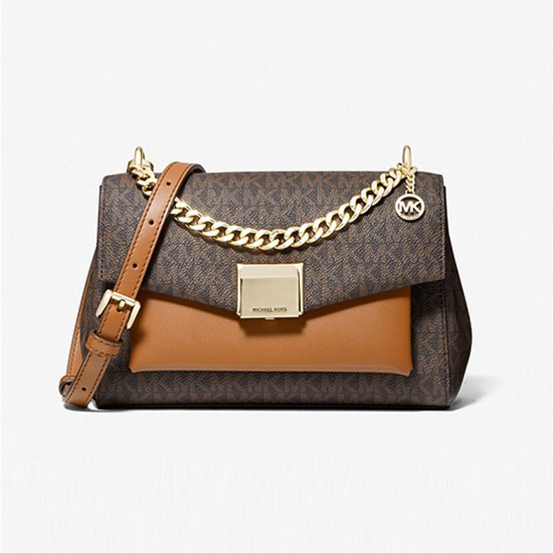 迈克科尔斯michaelkorsmk女包奢侈品链条包lita中号双色经典徽标单肩