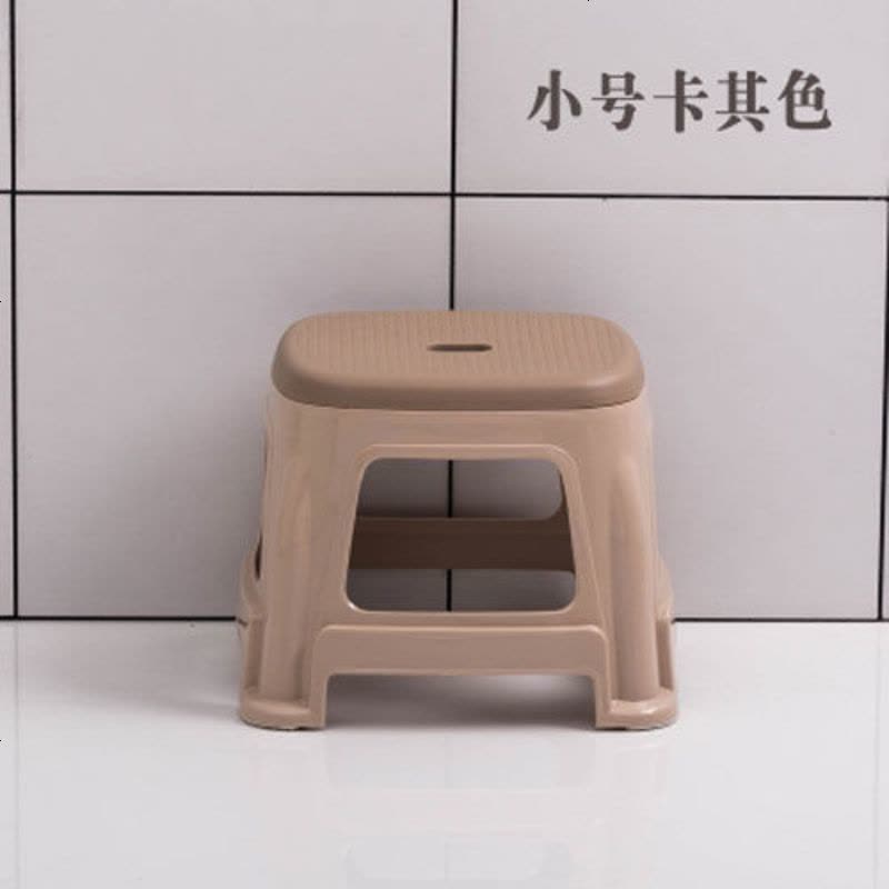 塑料凳子板凳双色凳加厚防滑成人椅子熟胶高凳浴室凳 小号卡其色(高22.5cm) 1个图片
