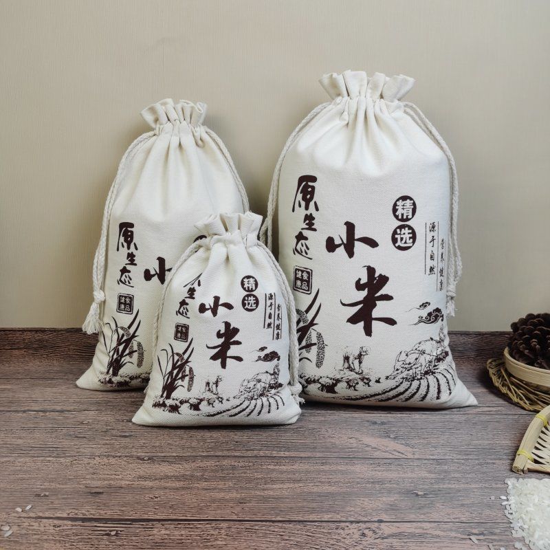 米袋子布袋小米袋子小米布袋包装帆布米袋帆布布袋小米包装袋原生态
