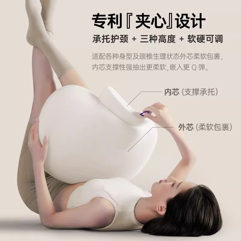 时光存折枕头深度睡眠 颈椎枕成人睡觉专用 护颈椎 助睡眠 枕头高枕低枕 [夹心设计]多护颈高度/愈眠-黄高清大图