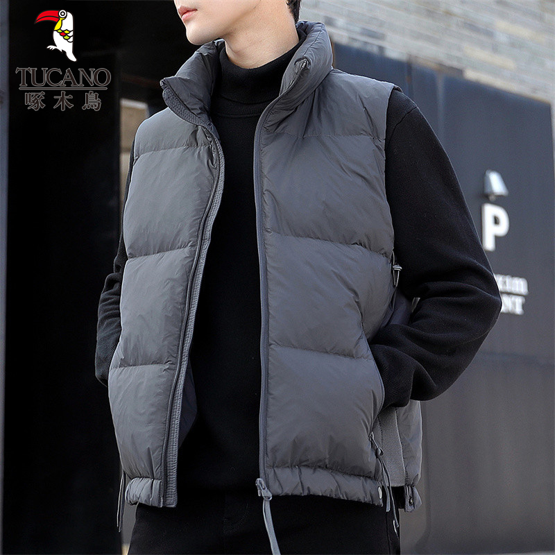 啄木鸟羽绒服马甲男士2024年冬季新款灰鸭绒坎肩保暖背心外套男甲高清大图