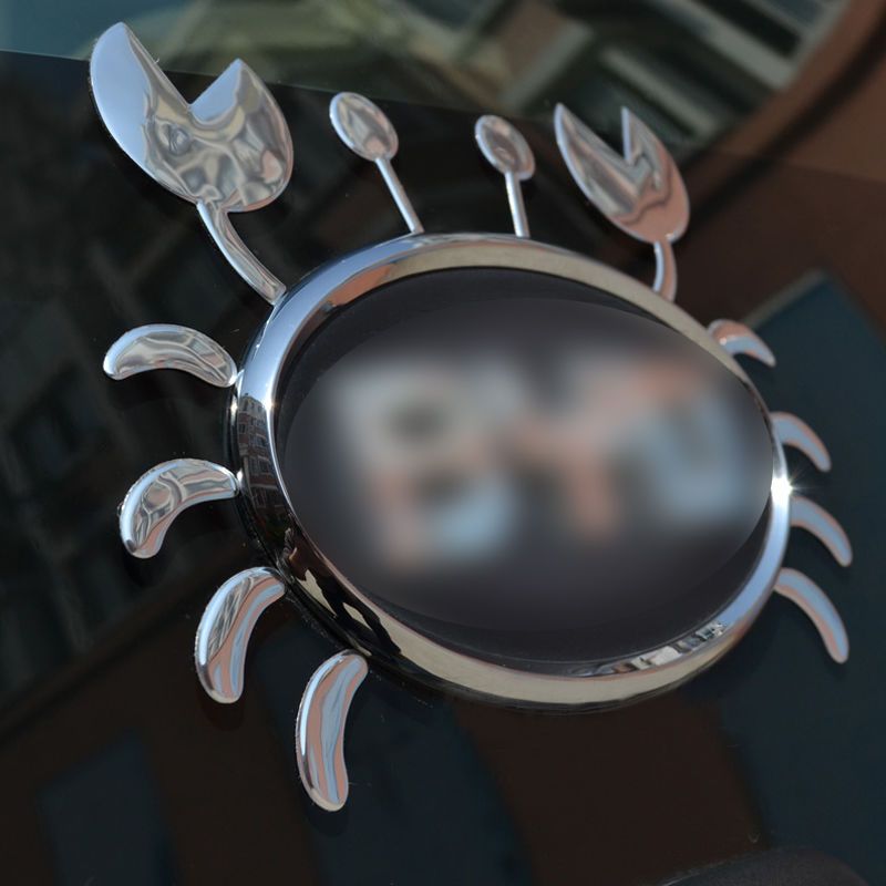 汽车贴纸螃蟹3d立体车标贴创意大众尾标马自达日文装饰个性改装贴