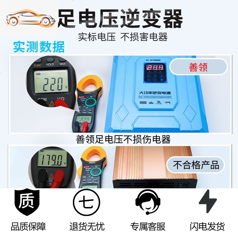 [补贴10%]车载逆变器噐12v24v48v转220v通用大功率3000w家用电瓶逆变转换 12V3000W[足电压+低高清大图