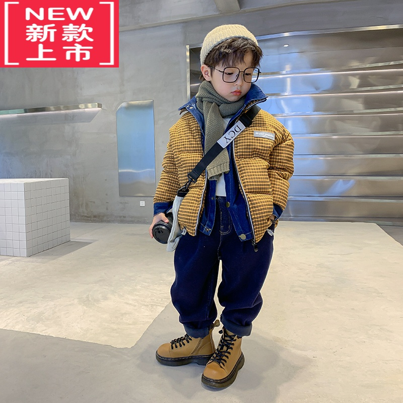 可莉允男童潮牌羽绒棉服2022新款小孩冬装衣服男孩加厚外套儿童洋气棉衣