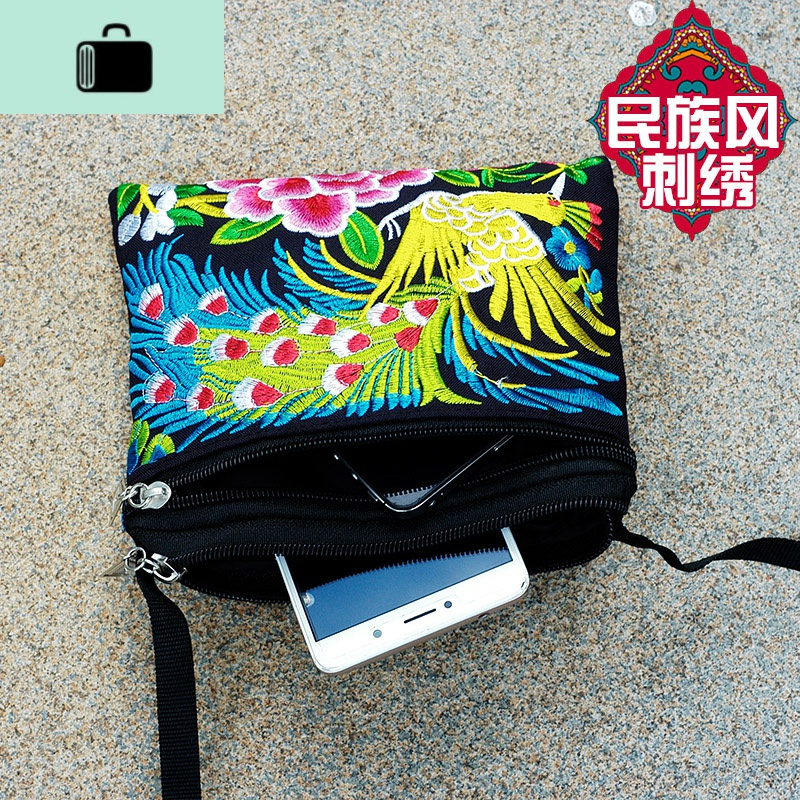 2020新款民族风绣花包包刺绣帆布小方包手机小包女包单肩斜挎包NEW LAKE女斜挎包