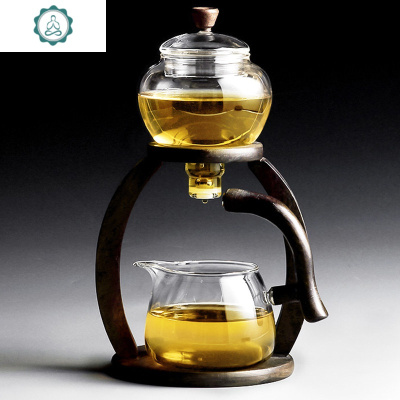 日式玻璃茶具套装家用懒人全自动泡茶器透明功夫茶杯茶壶小套简约 封后 天外飞仙自动套组+红把6杯+直身玻璃茶叶罐大178