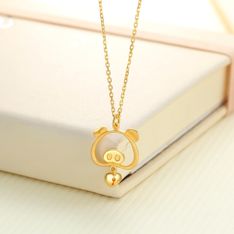 潮宏基心爱猪生肖猪足金套链黄金项链女士计价工费240元mq
