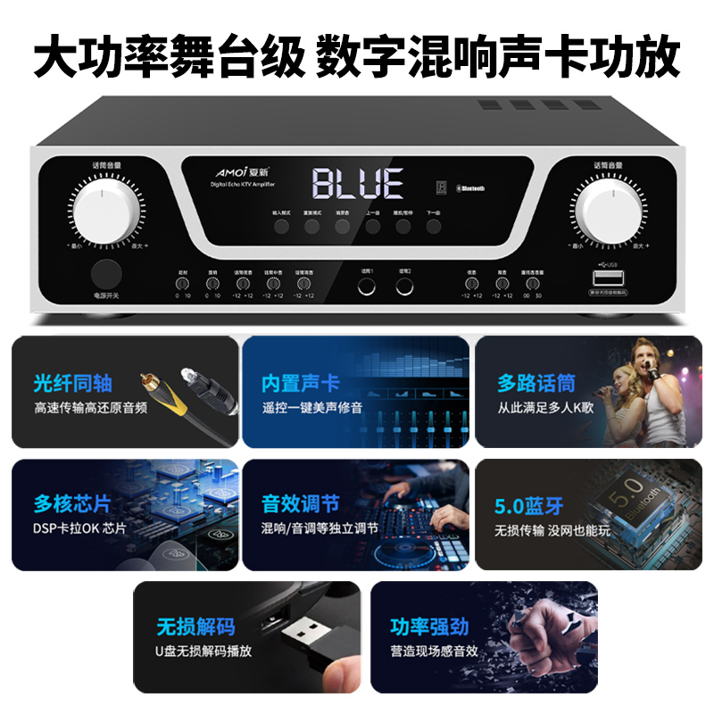 夏新(AMOI)家庭影院KTV套装S8 专业音响套装+无线金属话筒+12吋低音炮*2高清大图