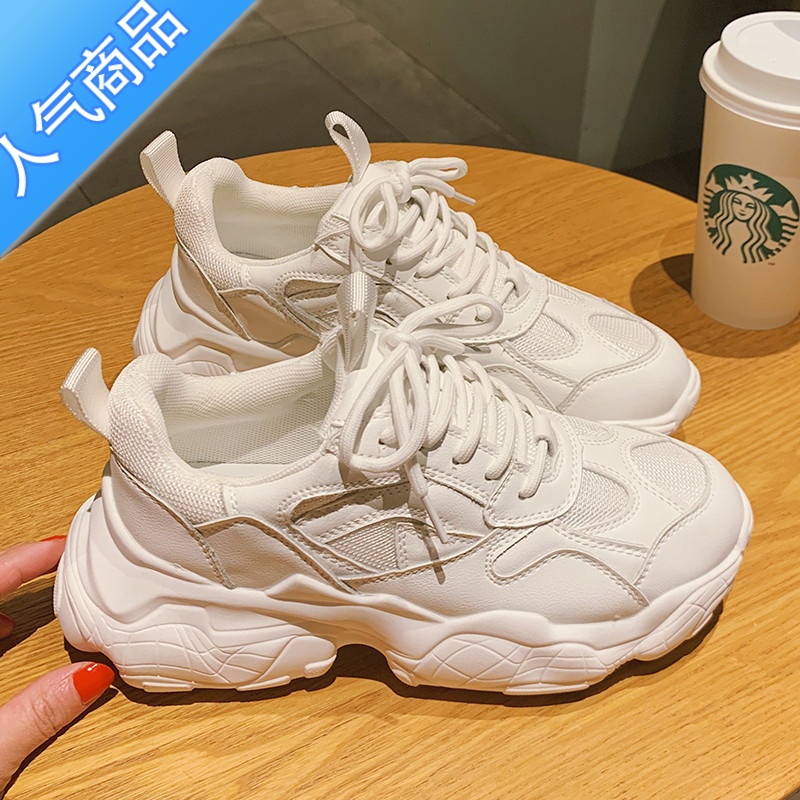 SUNTEK老爹鞋女ins潮春夏网红厚底百搭小白鞋超火显脚小休闲增高运动鞋高清大图