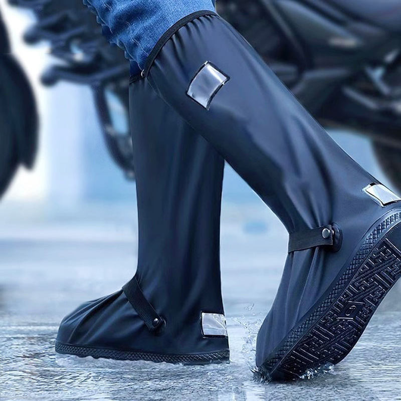 敏胤 MY-3008高帮（筒高约42cm)乳胶雨套靴防水鞋套男女通用 黑色 L(40-42码）高清大图