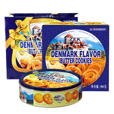 马来西亚进口 ZEK丹麦风味黄油曲奇饼干908g/盒 办公室休闲食品进口零食礼盒