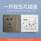 飞雕(FEIDIAO)开关插座 86型家用暗装超大面板 品意系列电源墙壁开关面板 品意灰一开单双五孔