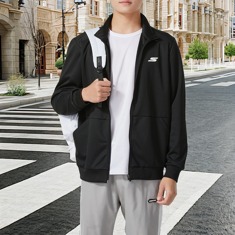 斯凯奇(Skechers)男士新款运动夹克健身训练时尚休闲外套P224M122-03K8 ZP高清大图
