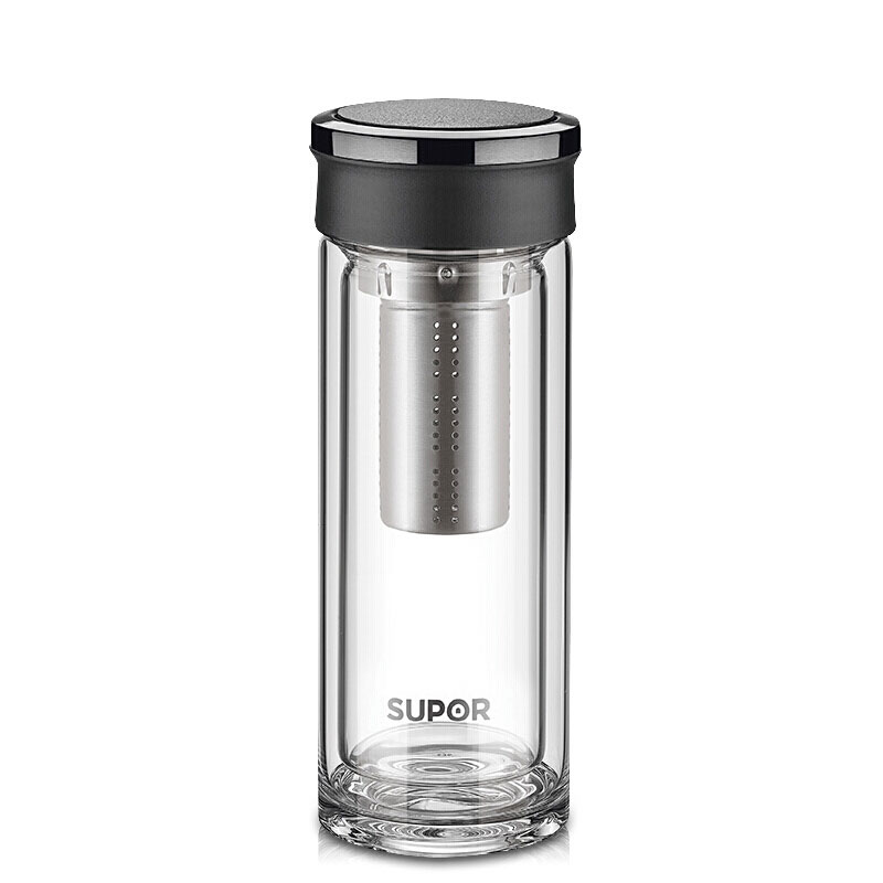 苏泊尔 (SUPOR) 集茶耐热玻璃水杯享系列 380ml 乌木黑 KC38CK1电器小家电