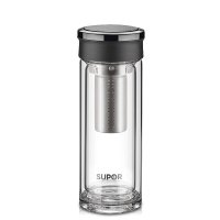苏泊尔 (SUPOR) 集茶耐热玻璃水杯享系列 380ml 乌木黑 KC38CK1电器小家电