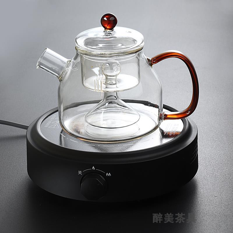 电陶炉耐热玻璃蒸茶壶煮茶器蒸汽煮茶壶黑茶普洱电陶炉