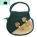 妈妈买菜零钱包手拎民族风婆婆手提包绣花包中老年女新款迷你小包NEWLAKE 绿色