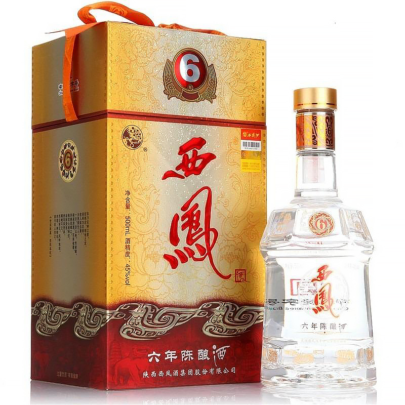 西凤酒 6年陈酿 45度绵柔凤香型白酒500ML（六瓶装）