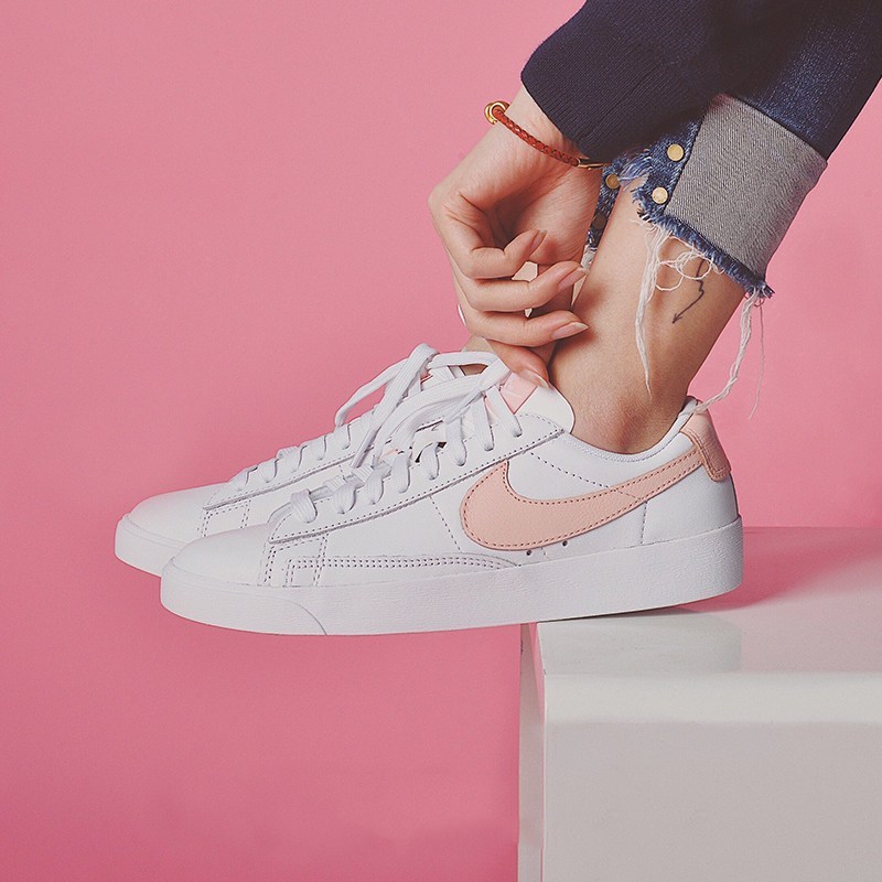 nike/耐克女鞋blazer小白鞋粉勾低帮透气休闲运动鞋板鞋 av9370-114