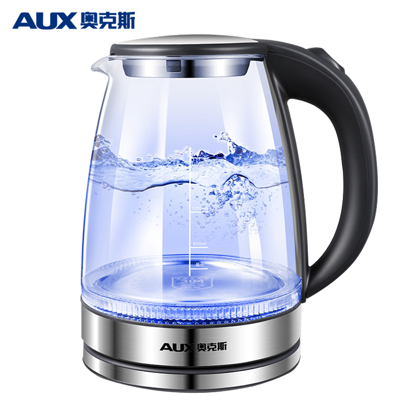 奥克斯(AUX) 玻璃蓝光煮水 电热水壶 养生壶 1.8L/升 自动断电HX-A6260