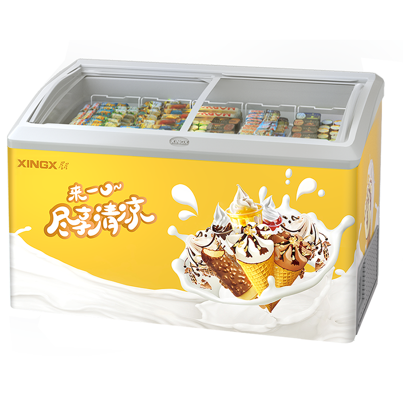 星星(XINGX)SD-419Y-E冰柜雪糕柜419升卧式展示柜冷藏冷冻一级能效商用冰箱饮料冰淇淋冷饮圆弧柜便利店商店