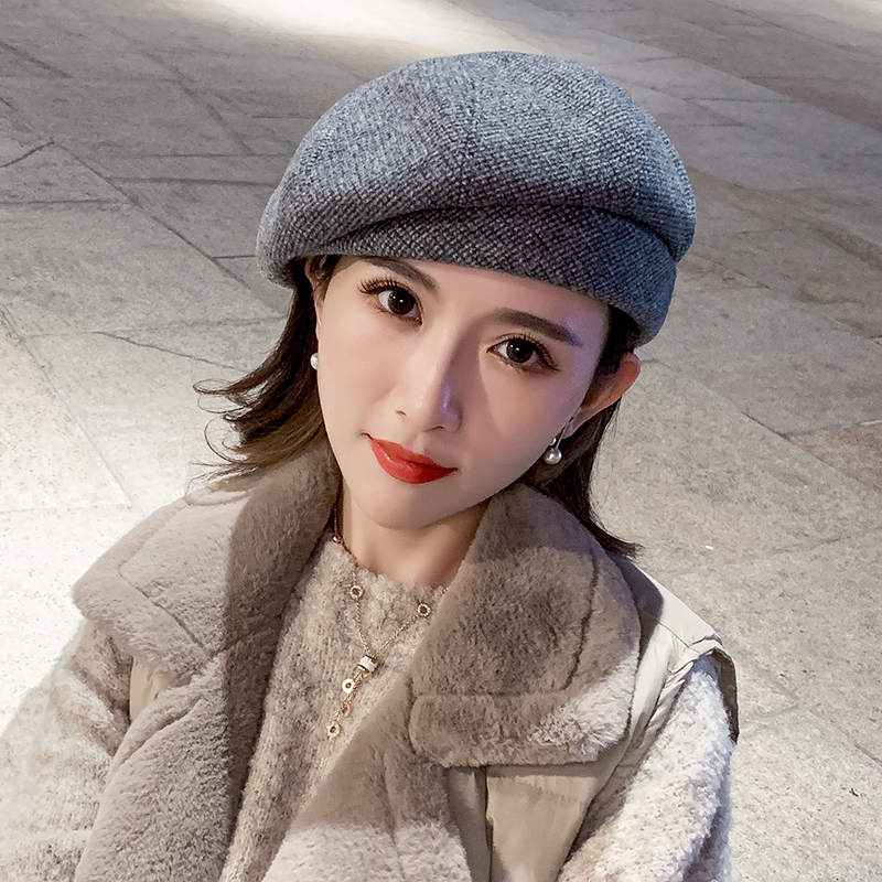 盛世尼曼贝雷帽女士韩版潮英伦复古蓓蕾画家帽子秋冬季时尚百搭南瓜