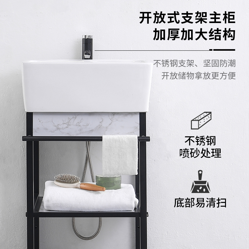 陶瓷洗衣盆不锈钢支架洗手盆古达落地式一体台盆洗菜盆加深大号水池槽