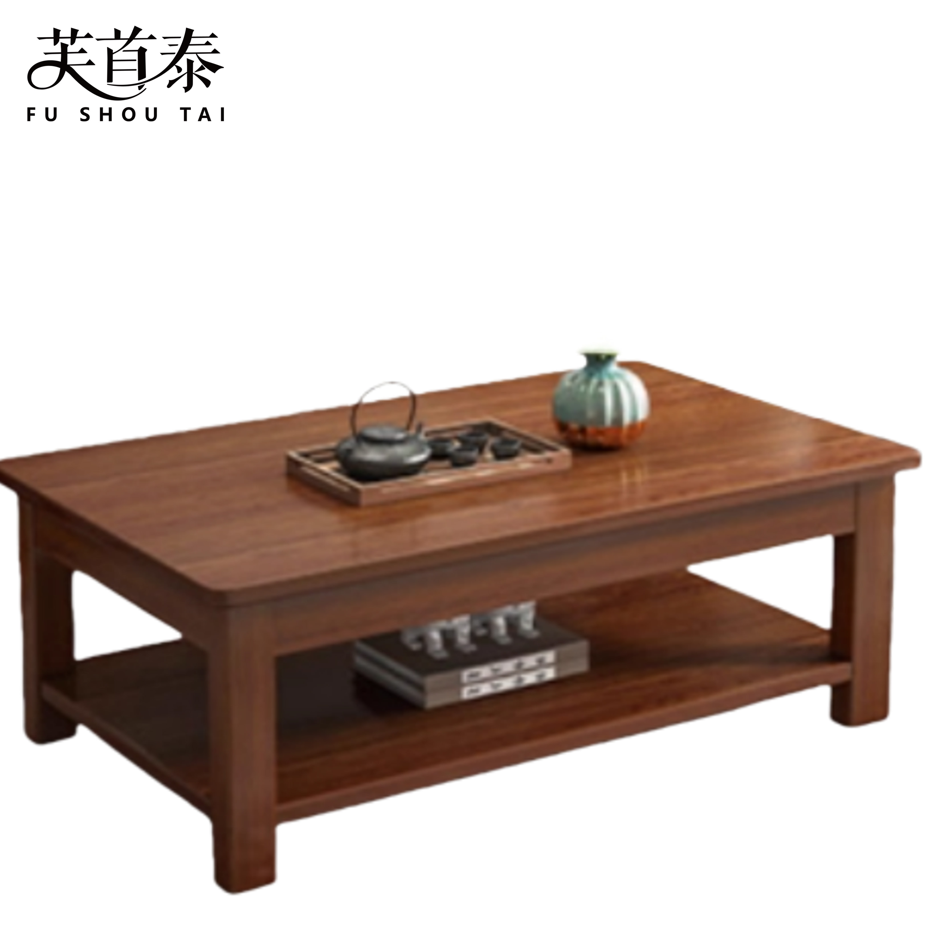 芙首泰木质茶几双层800*500*450mm张高清大图
