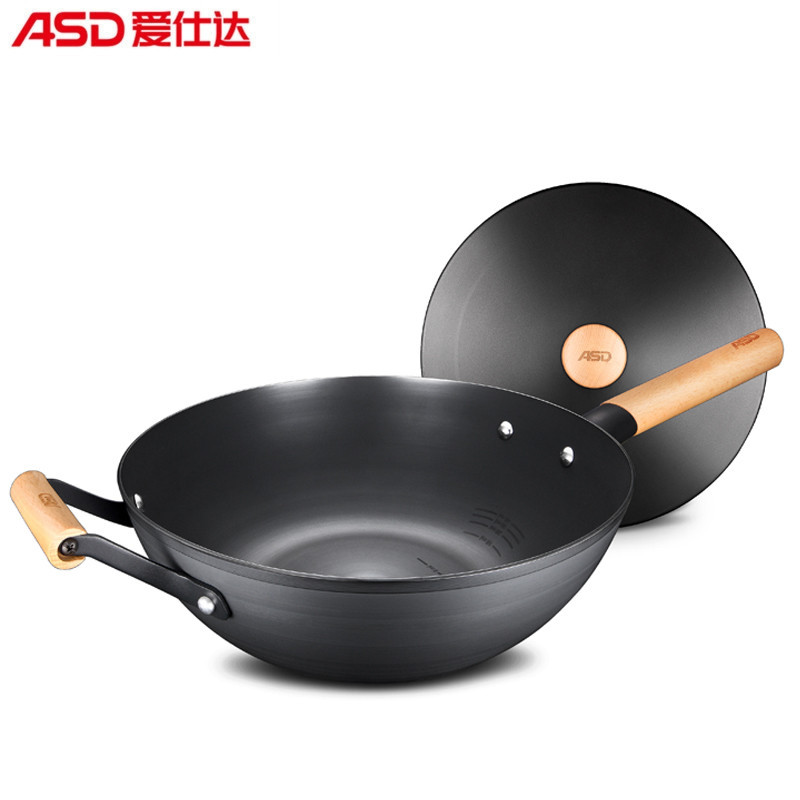 爱仕达(ASD)炒锅 32CM古道生态铸铁炒锅 油你控磁通锈不了铁锅 CF32A3WG