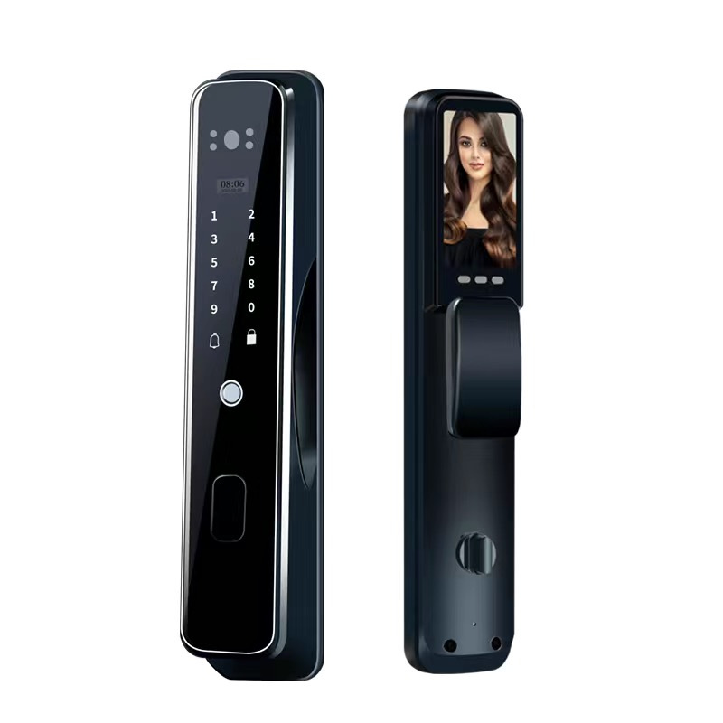 全国专业师傅安装 4D人脸识别全自动指纹锁智能密码门锁电子猫眼手机远程监控摄像头抓拍家用防盗锁 人脸识别WIFI远猫眼版