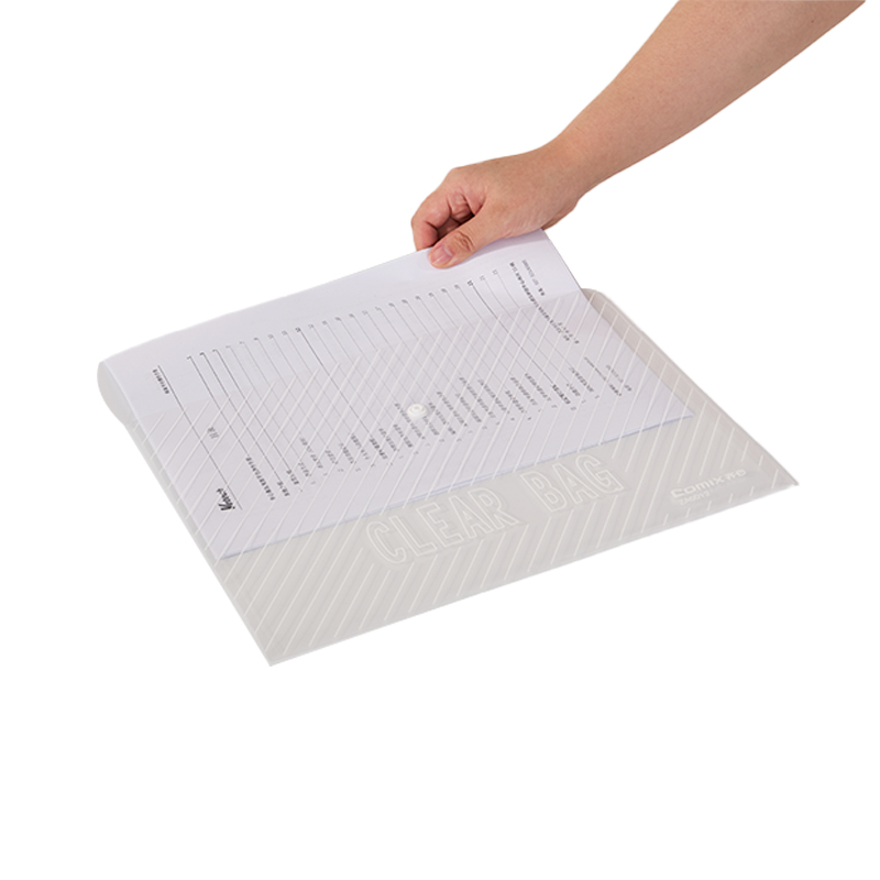 齐心 ZA0012 经典条纹透明按扣袋 A4 20个 透明 1套装高清大图